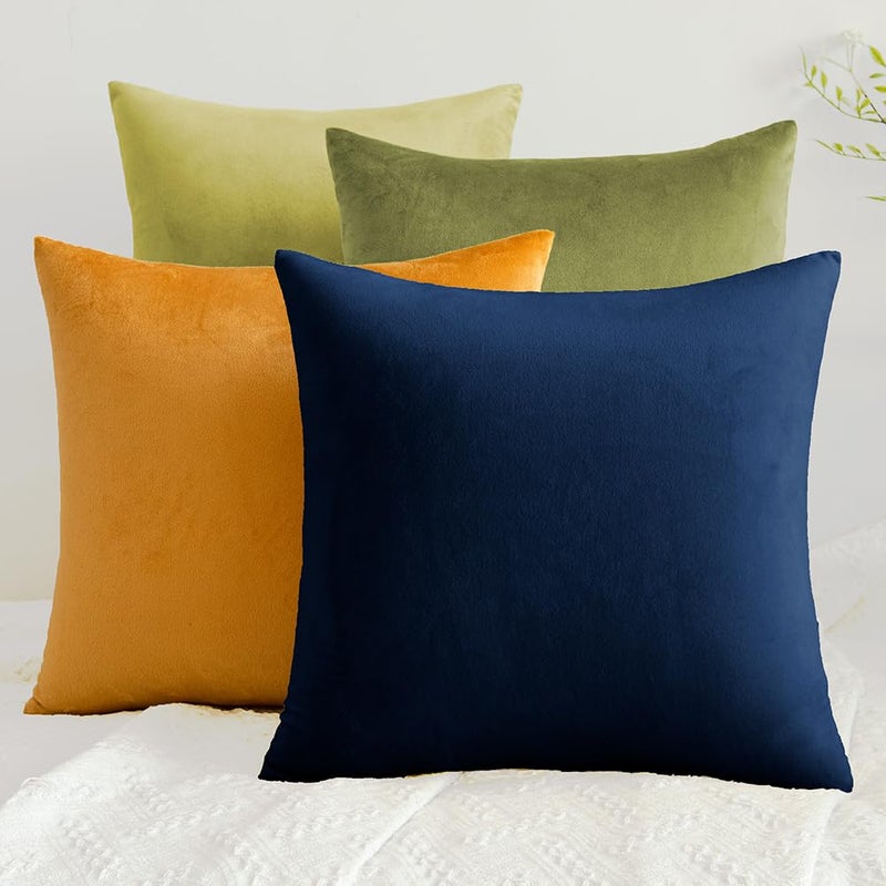 QUORGVES Navy Blue Throw Pillows Navy Blue Pillow Covers 20x20 Inch Pack of 2 for Couch Sofa Living Room Bed Bedroom Soft Square Velvet Throw Pillow Cover 20 x 20 Set of 2 - Image 5
